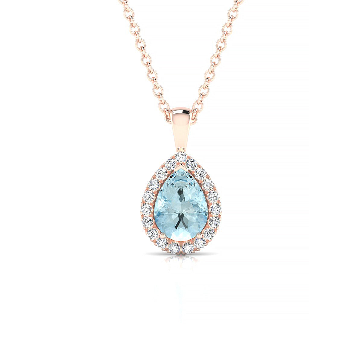 Solar | 18k Rose Gold 7 x 5 mm Pear Aquamarine Pendant