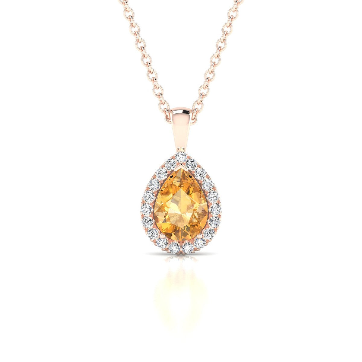 Solar | 18k Rose Gold 7 x 5 mm Pear Citrine Pendant
