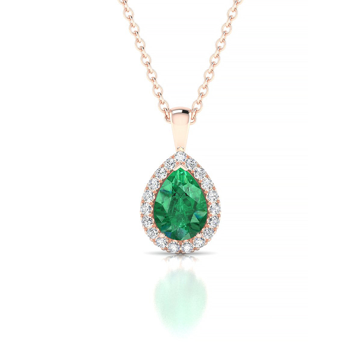 Solar | 18k Rose Gold 7 x 5 mm Pear Emerald Pendant