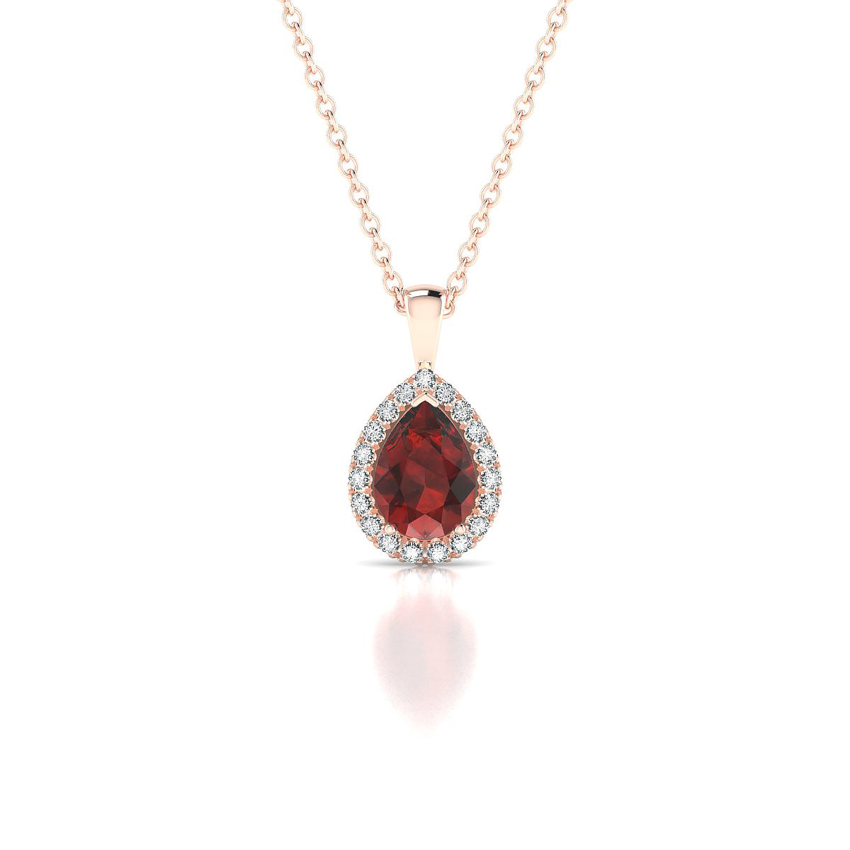 Solar | 18k Rose Gold 7 x 5 mm Pear Garnet Pendant