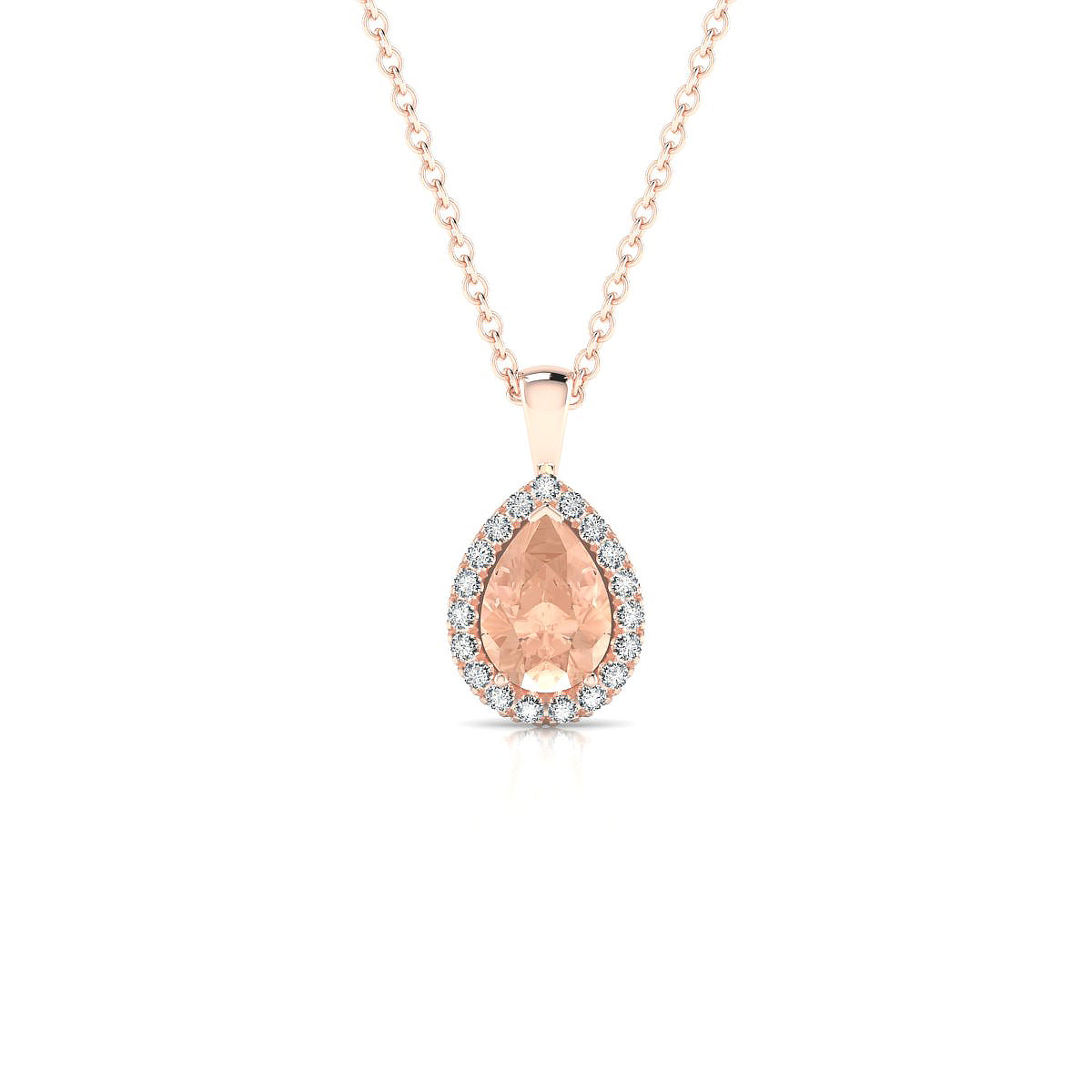 Solar | 18k Rose Gold 7 x 5 mm Pear Morganite Pendant