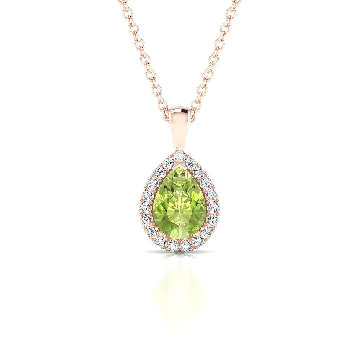 Solar | 18k Rose Gold 7 x 5 mm Pear Peridot Pendant