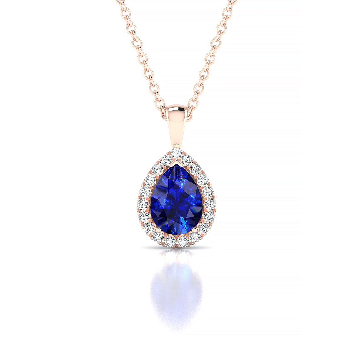 Solar | 18k Rose Gold 7 x 5 mm Pear Sapphire Pendant