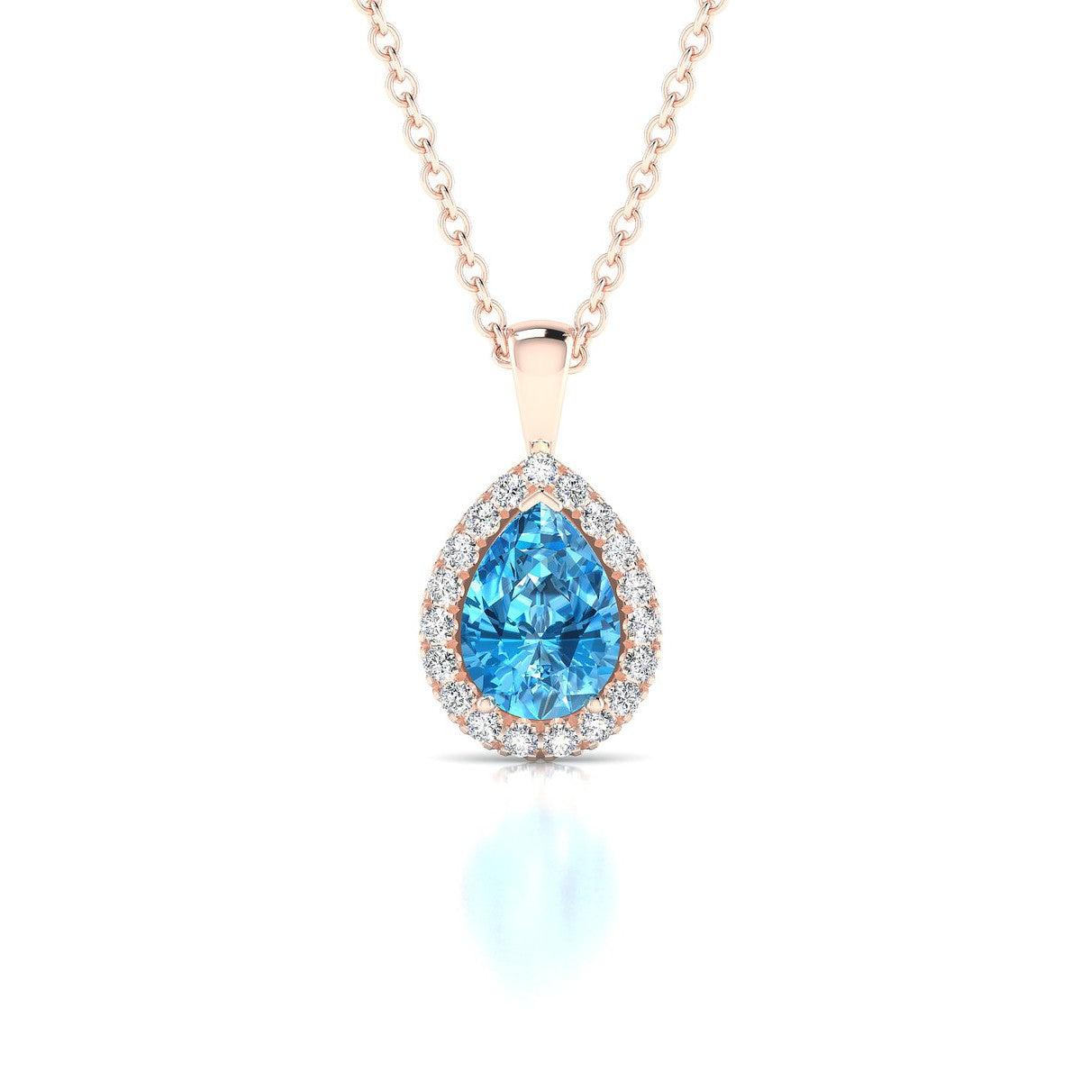 Solar | 18k Rose Gold 7 x 5 mm Pear Topaz Pendant