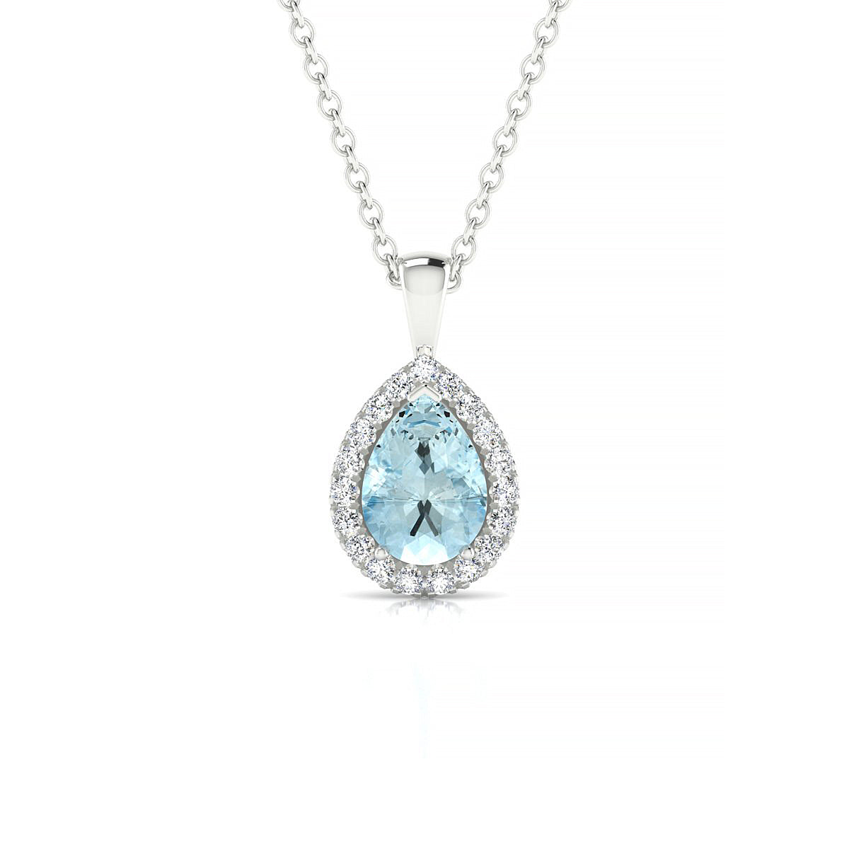 Solar | 18k White Gold 7 x 5 mm Pear Aquamarine Pendant