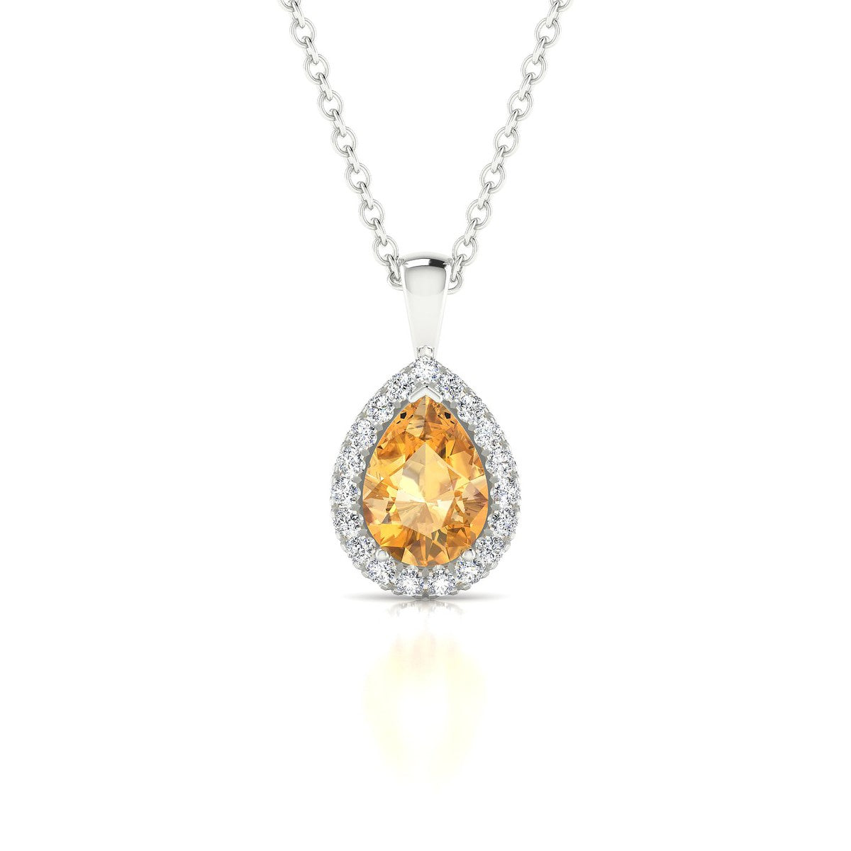 Solar | 18k White Gold 7 x 5 mm Pear Citrine Pendant
