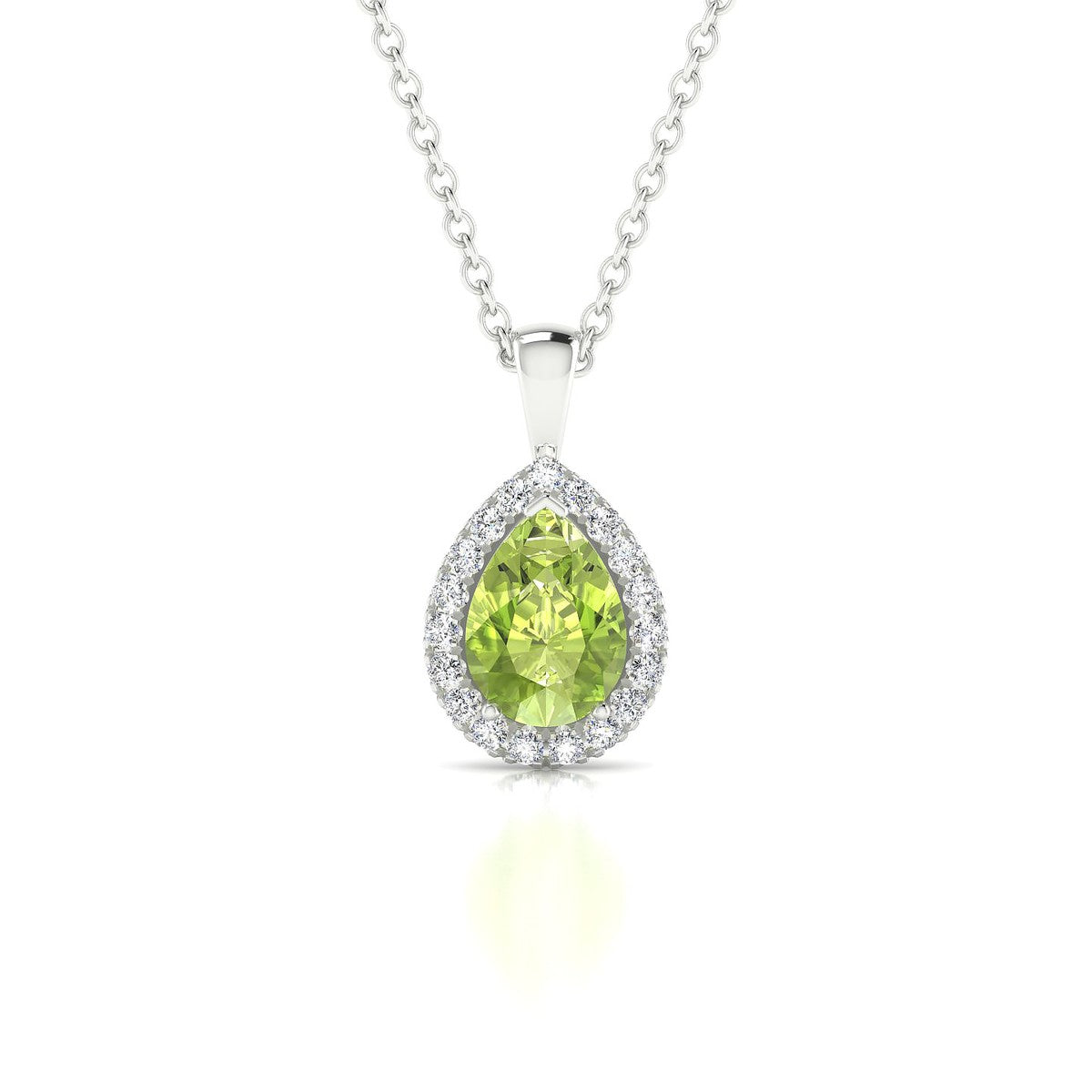 Solar | 18k White Gold 7 x 5 mm Pear Peridot Pendant