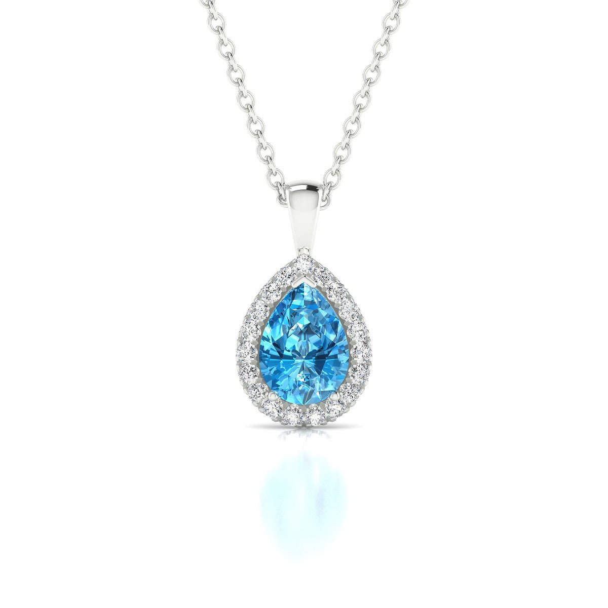 Solar | 18k White Gold 7 x 5 mm Pear Topaz Pendant