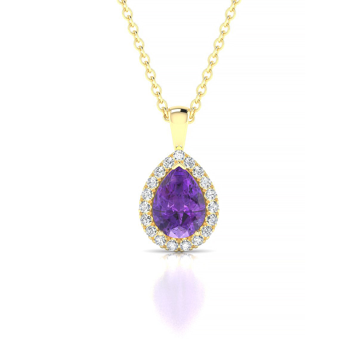 Solar | 18k Yellow Gold 7 x 5 mm Pear Amethyst Pendant
