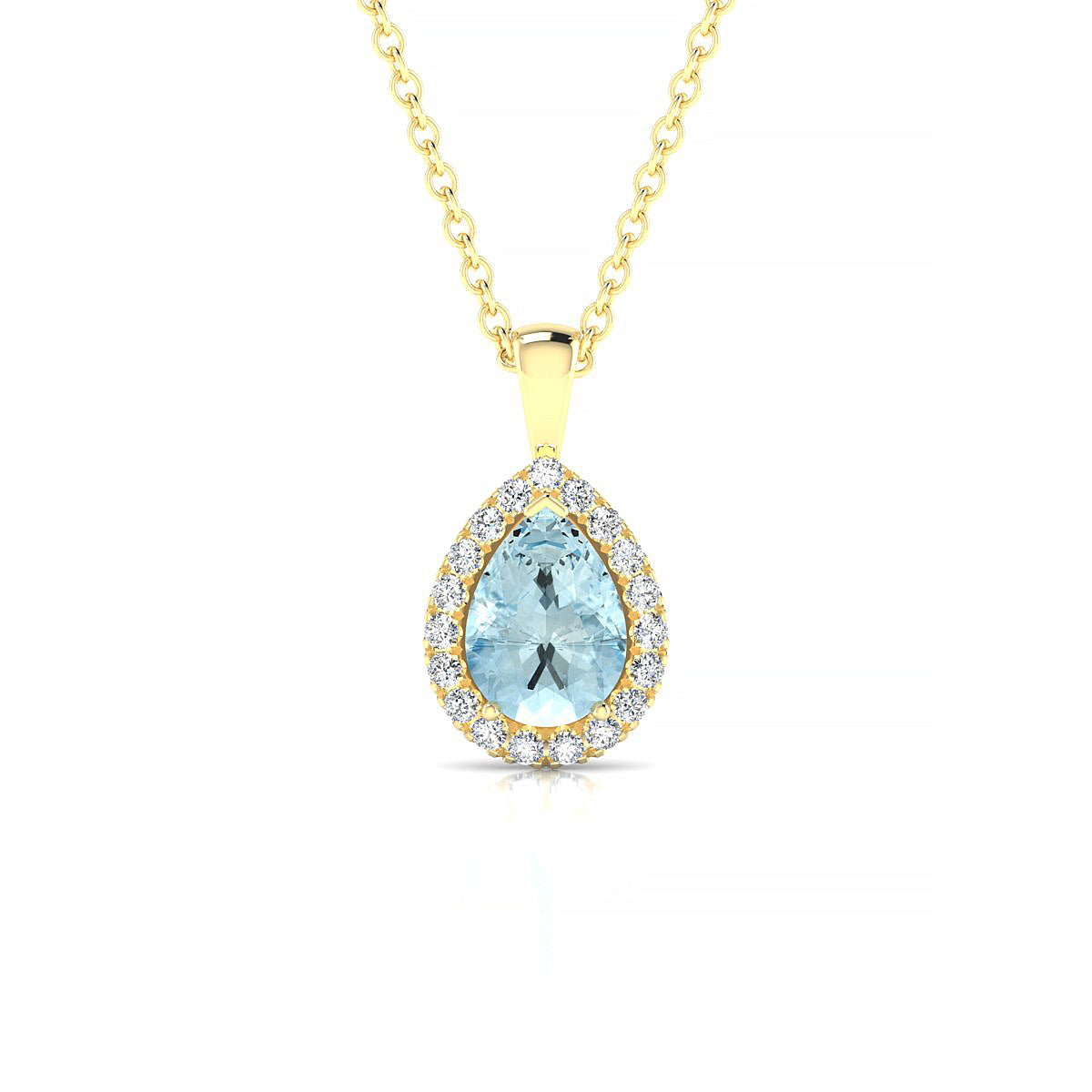 Solar | 18k Yellow Gold 7 x 5 mm Pear Aquamarine Pendant