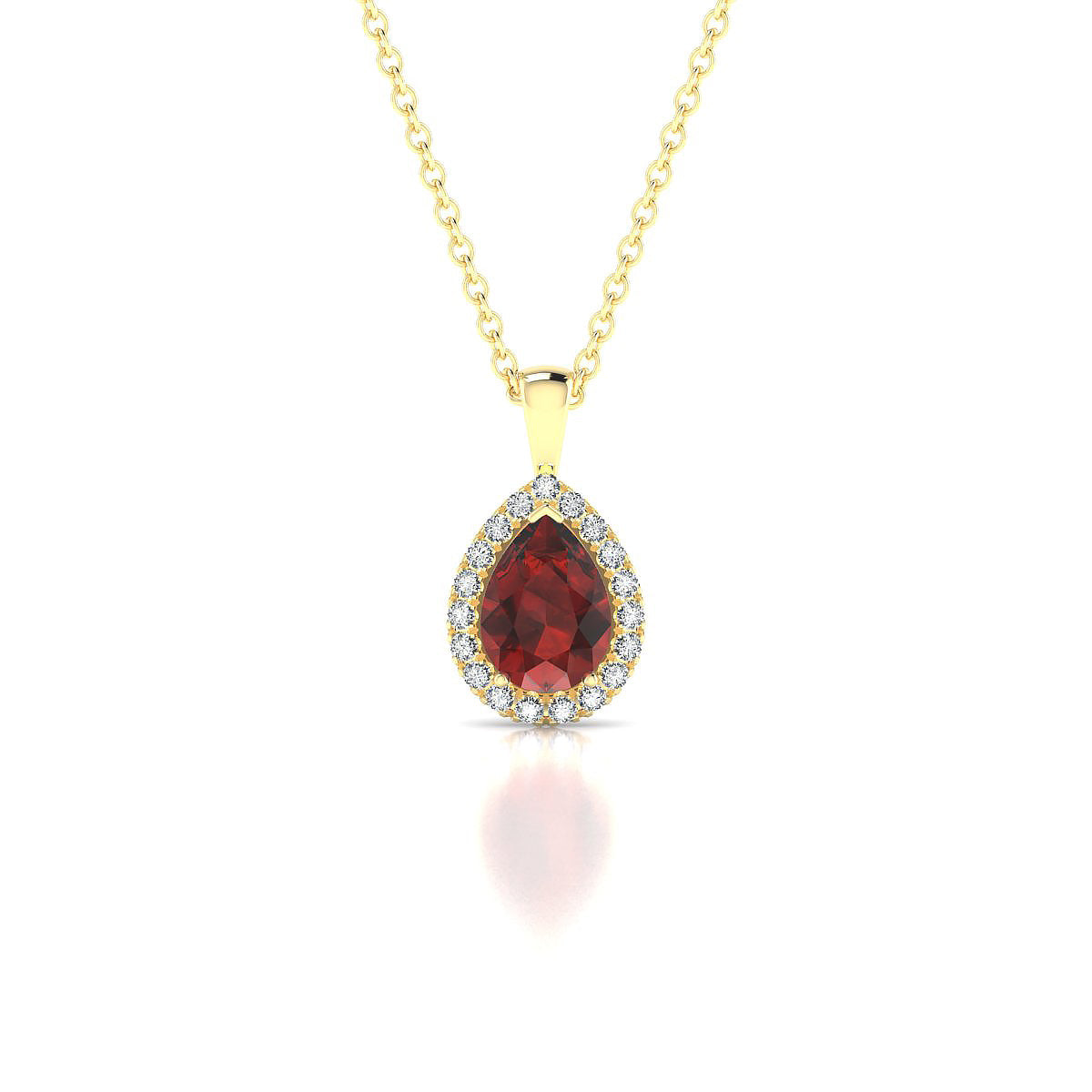 Solar | 18k Yellow Gold 7 x 5 mm Pear Garnet Pendant