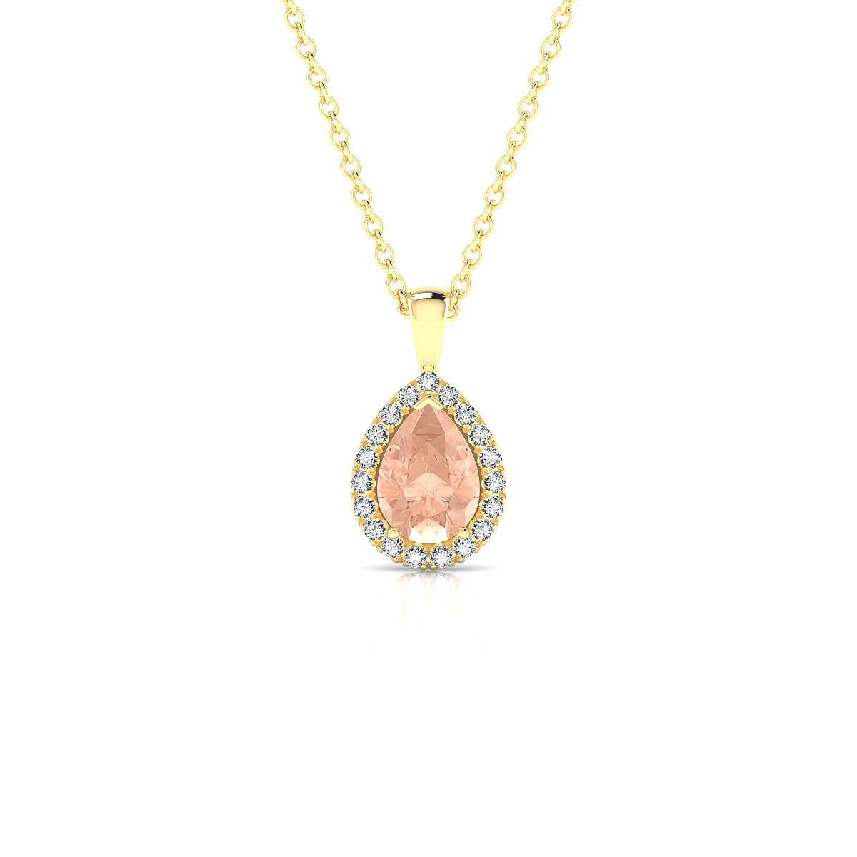 Solar | 18k Yellow Gold 7 x 5 mm Pear Morganite Pendant