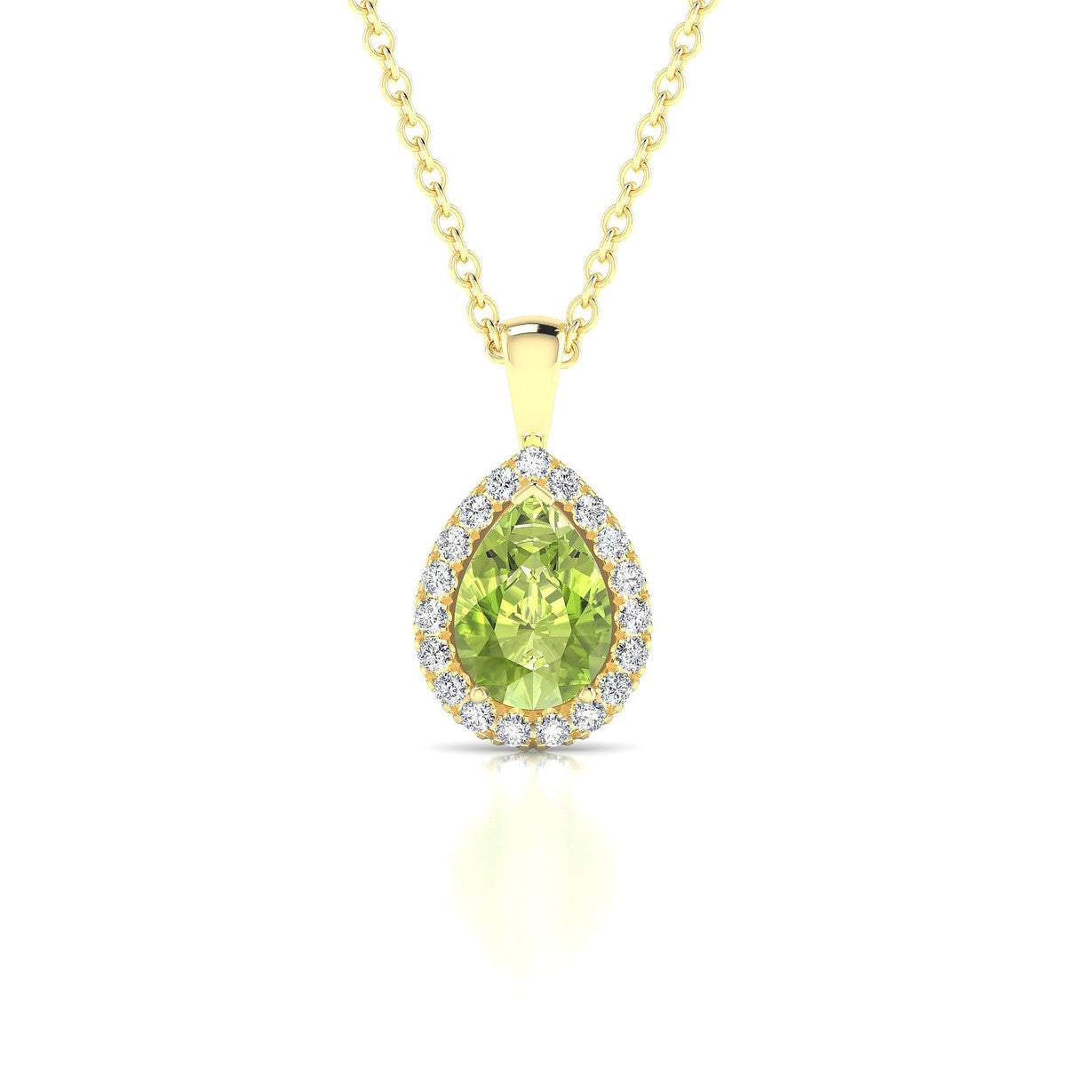 Solar | 18k Yellow Gold 7 x 5 mm Pear Peridot Pendant