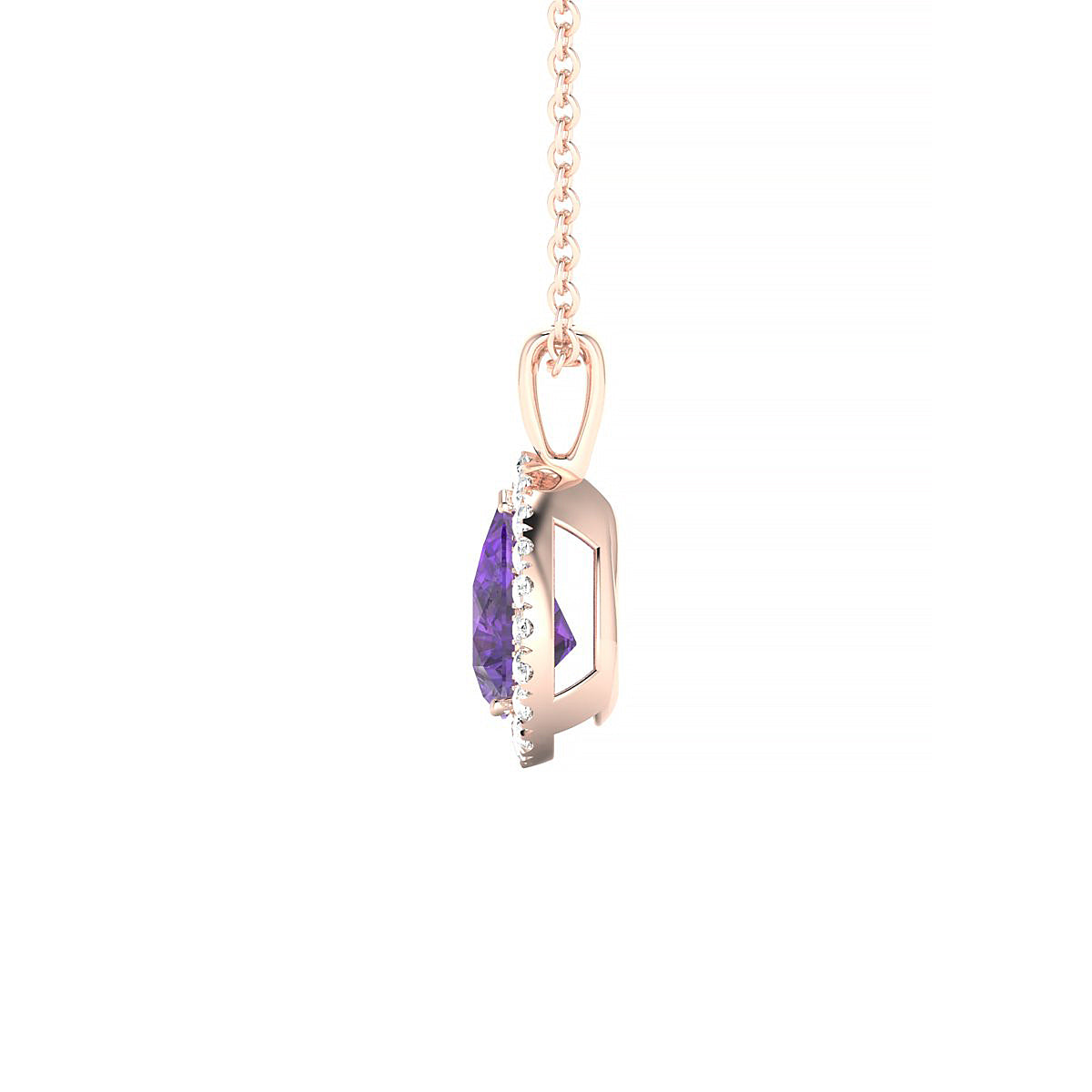 Solar | 18k Rose Gold 7 x 5 mm Pear Amethyst Pendant