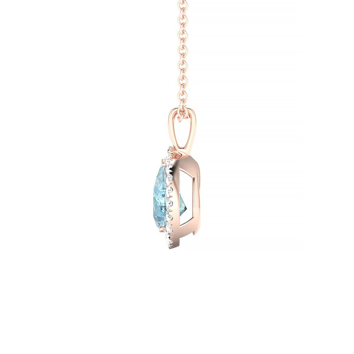 Solar | 18k Rose Gold 7 x 5 mm Pear Aquamarine Pendant