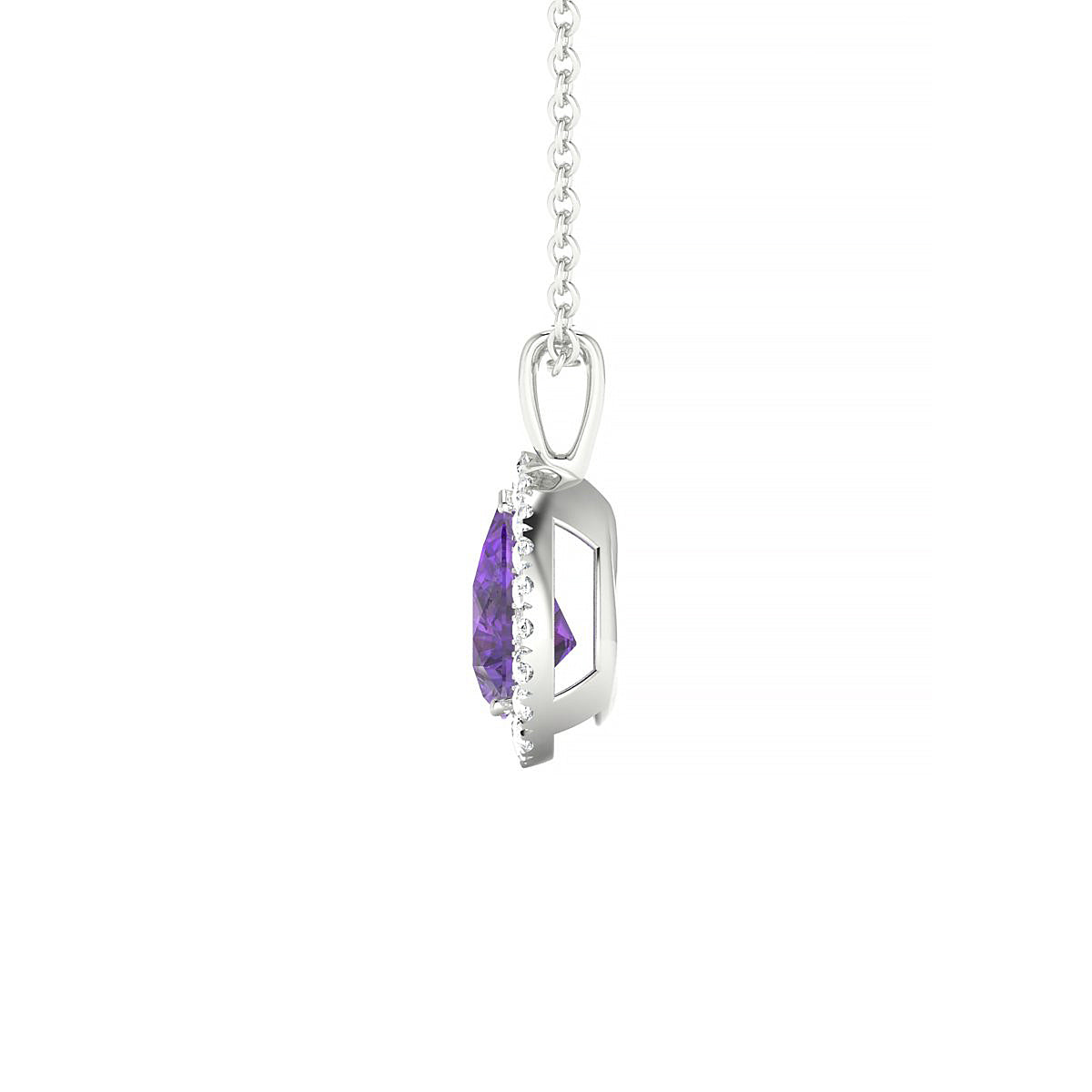 Solar | 18k White Gold 7 x 5 mm Pear Amethyst Pendant