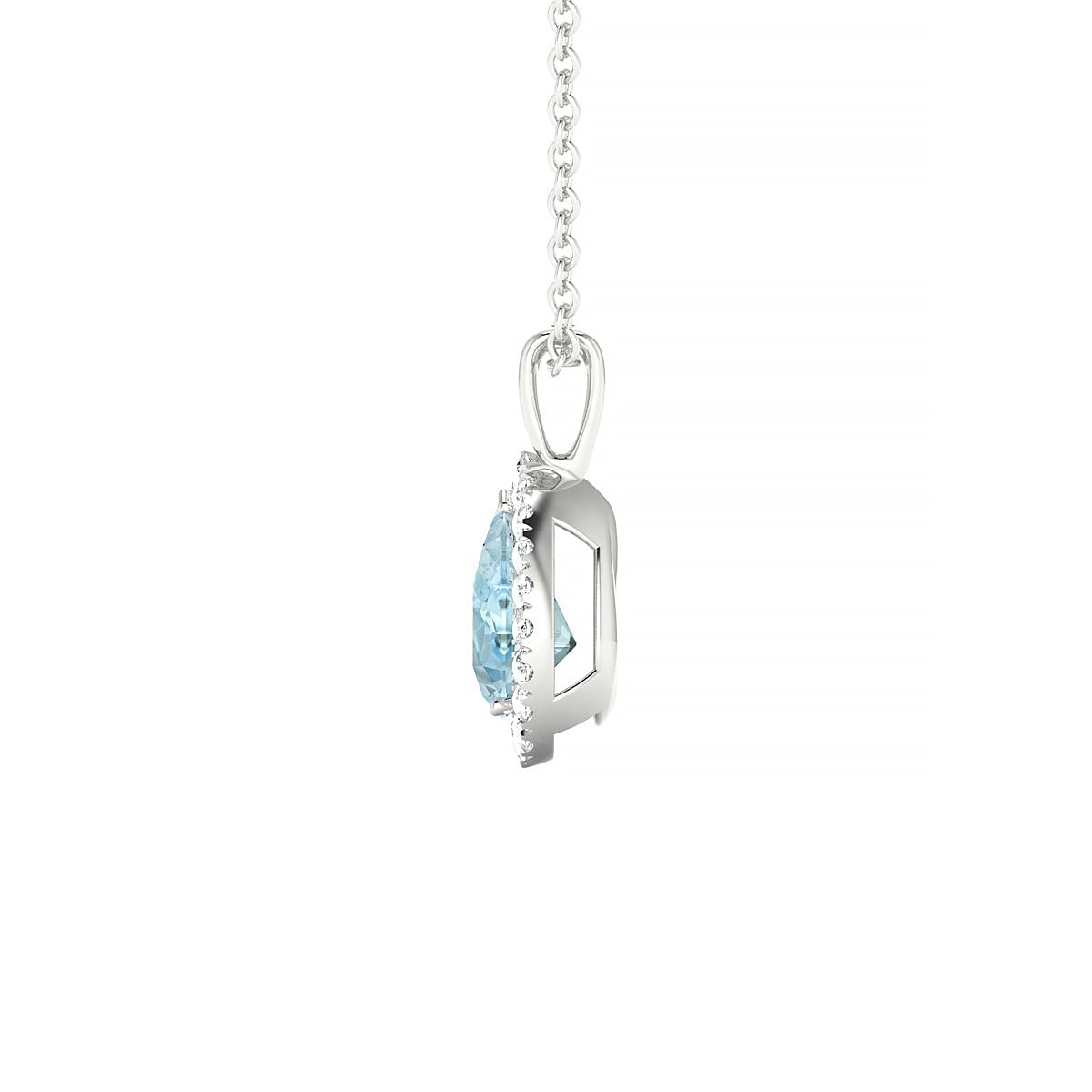 Solar | 18k White Gold 7 x 5 mm Pear Aquamarine Pendant