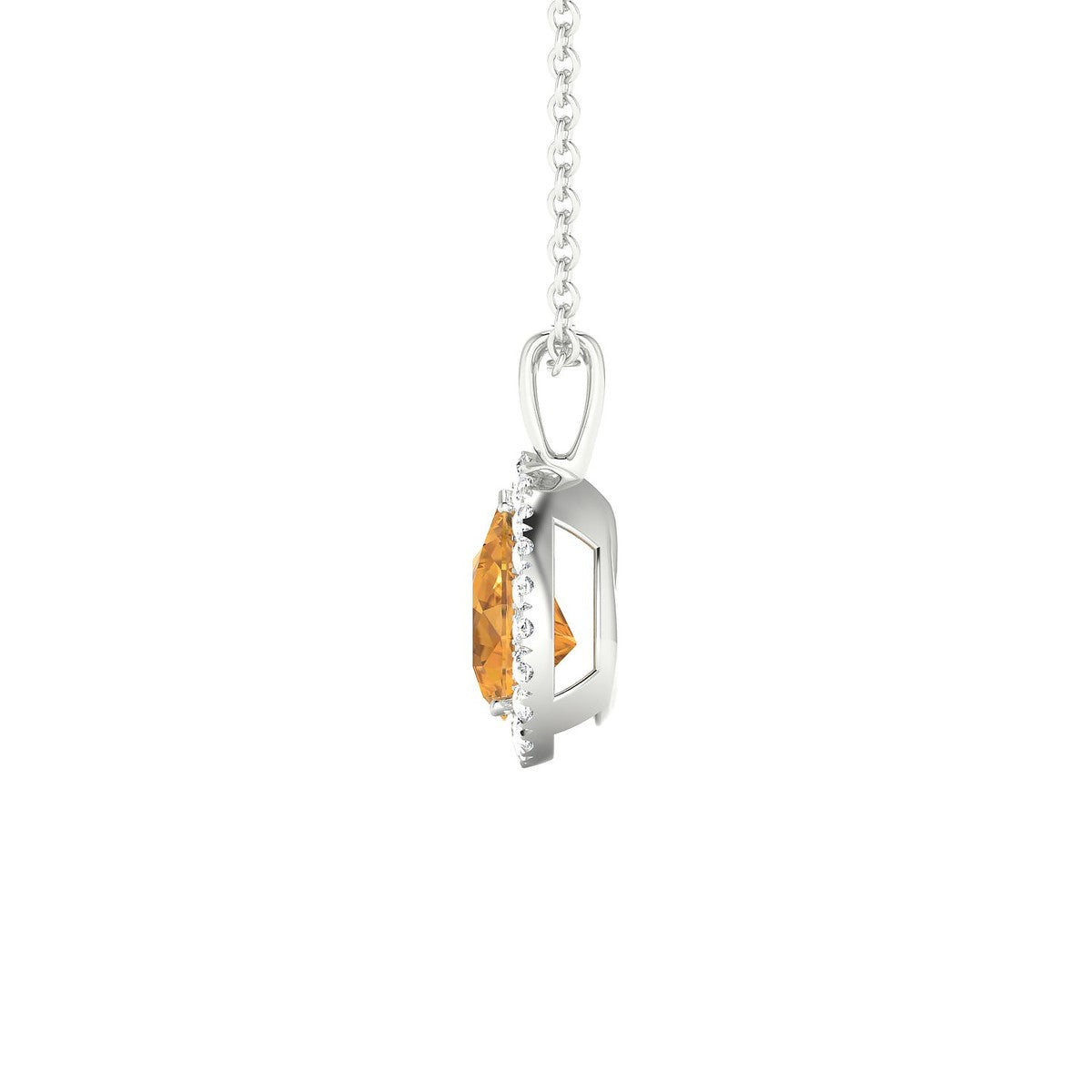 Solar | 18k White Gold 7 x 5 mm Pear Citrine Pendant