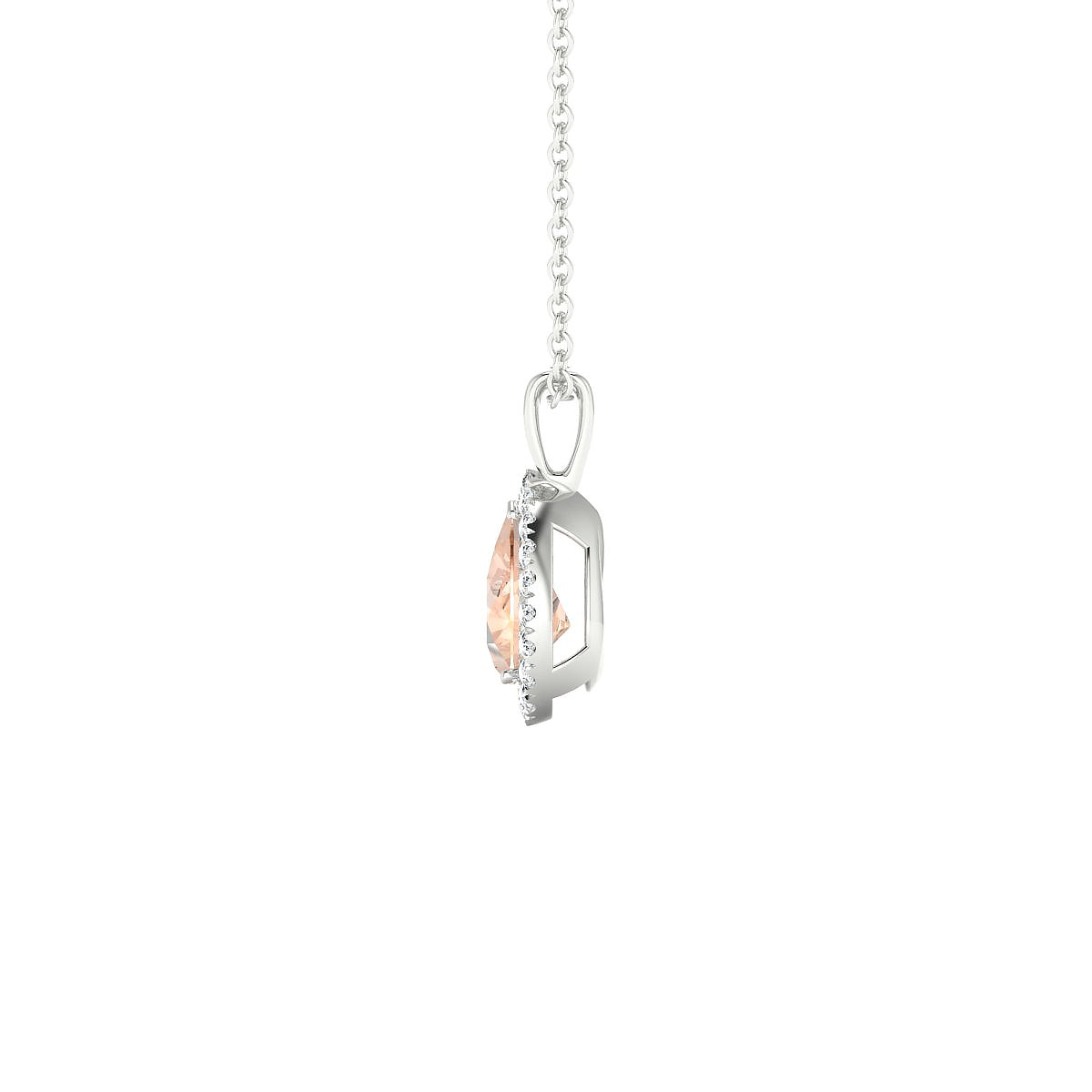 Solar | 18k White Gold 7 x 5 mm Pear Morganite Pendant