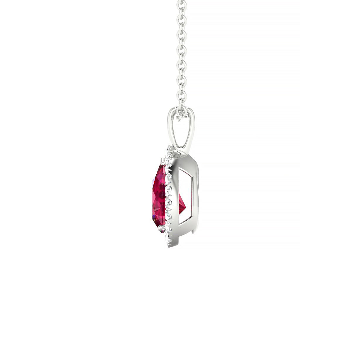 Solar | 18k White Gold 7 x 5 mm Pear Ruby Pendant