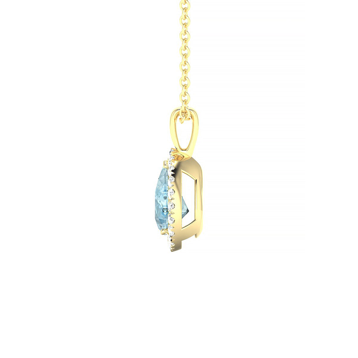 Solar | 18k Yellow Gold 7 x 5 mm Pear Aquamarine Pendant