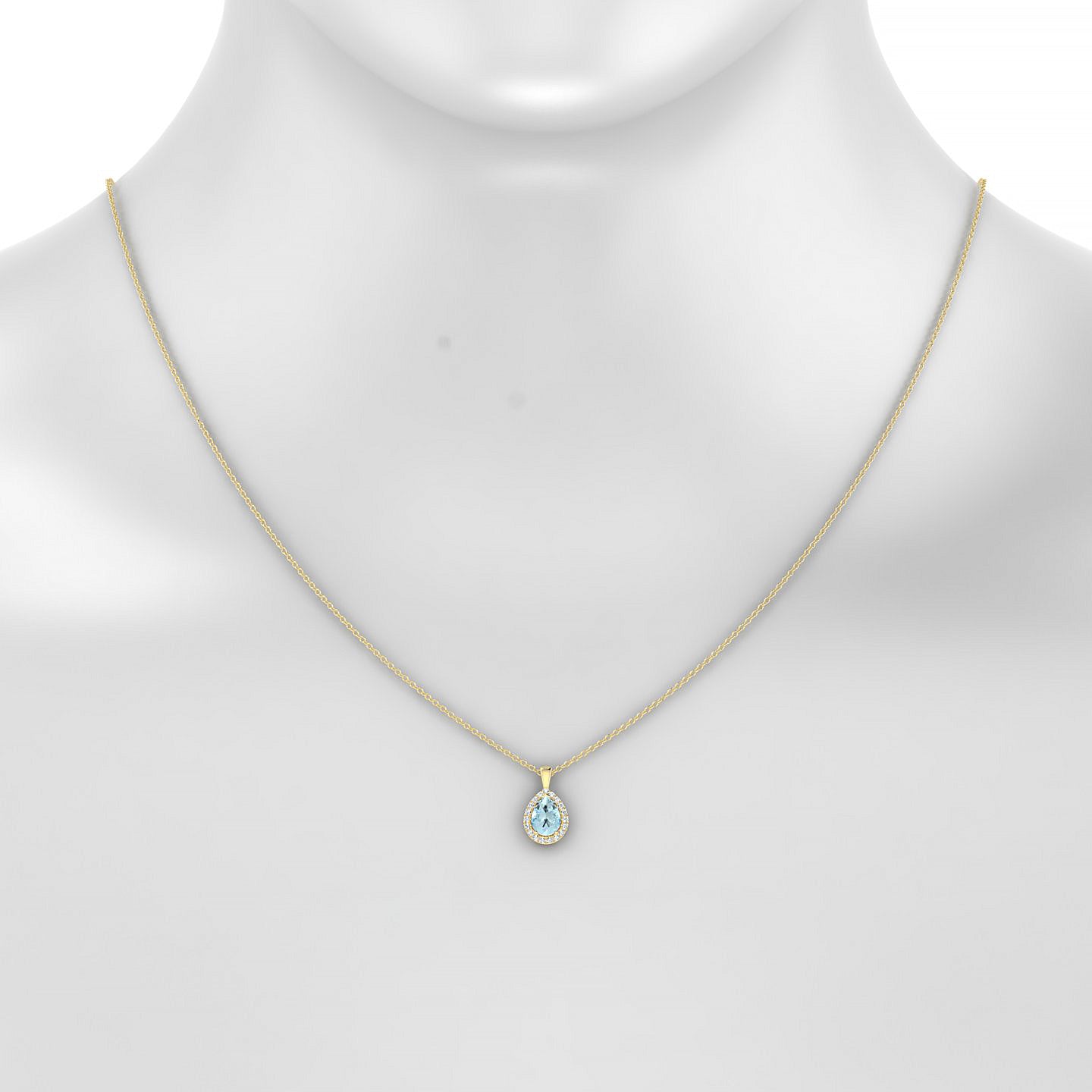 Solar | 18k Yellow Gold 7 x 5 mm Pear Aquamarine Pendant