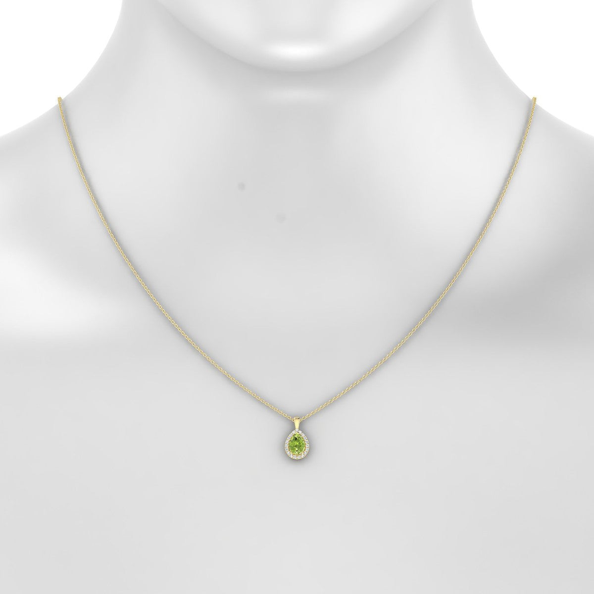 Solar | 18k Yellow Gold 7 x 5 mm Pear Peridot Pendant