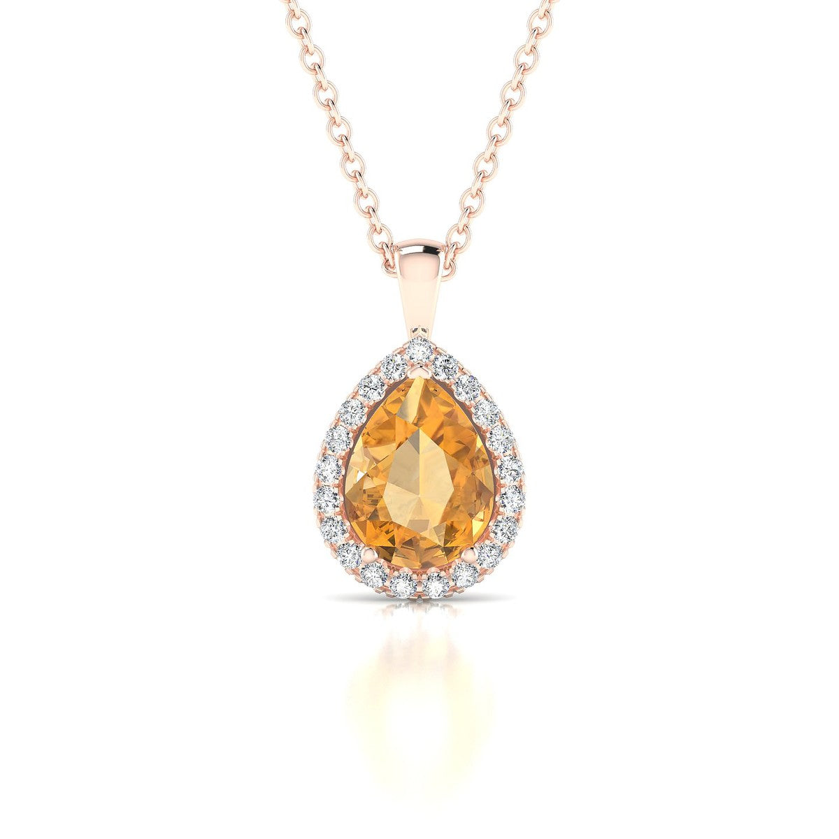 Solar | 18k Rose Gold 8 x 6 mm Pear Citrine Pendant