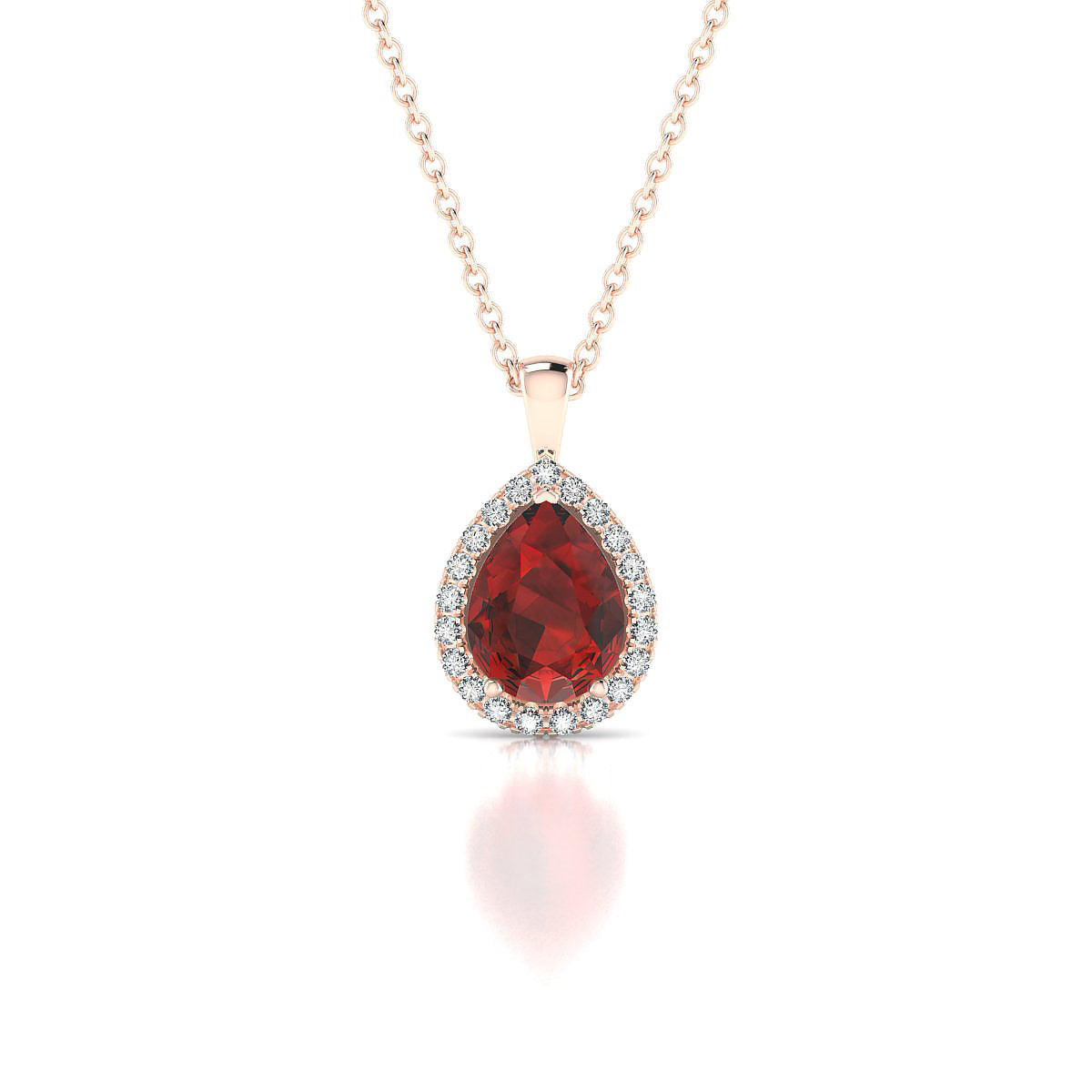 Solar | 18k Rose Gold 8 x 6 mm Pear Garnet Pendant