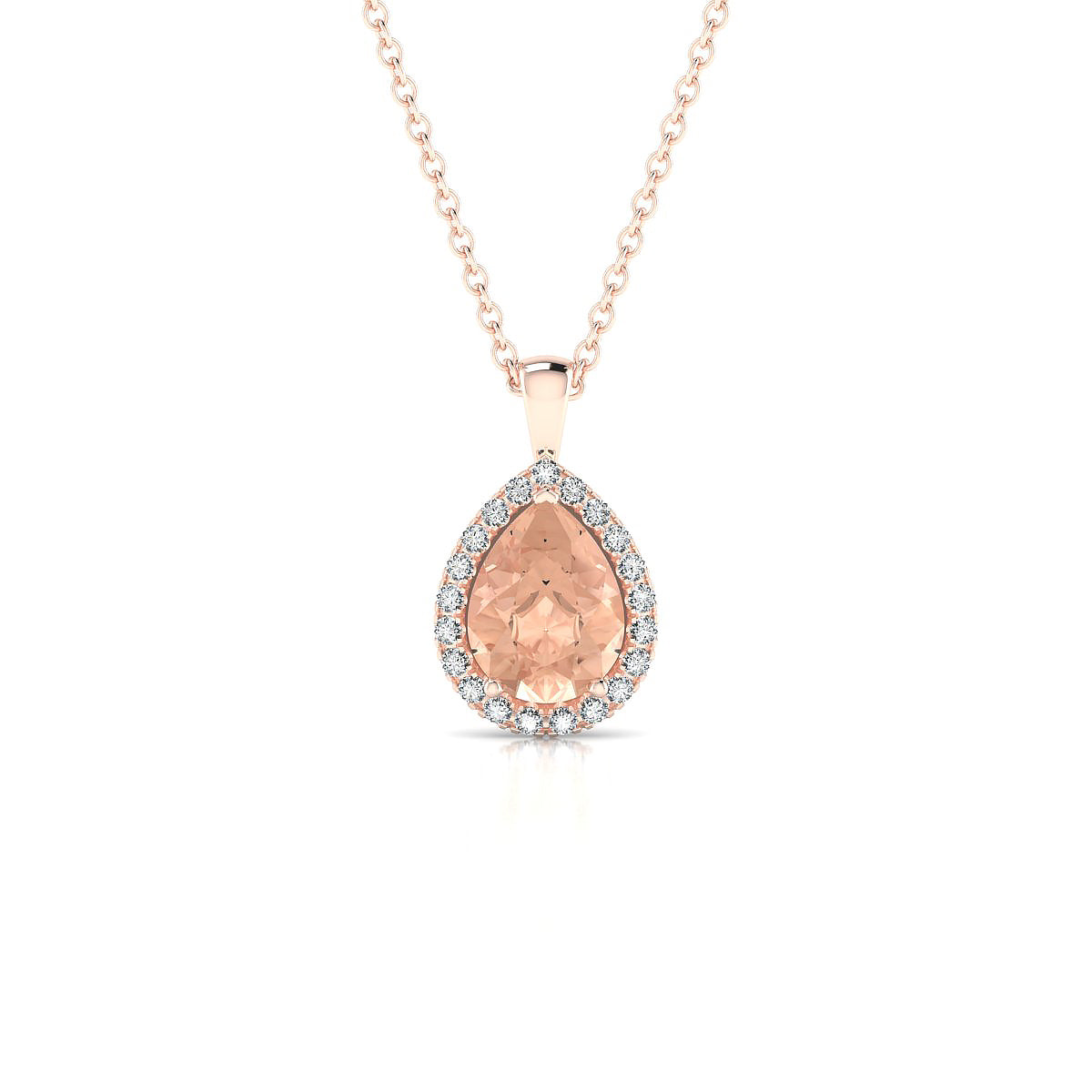 Solar | 18k Rose Gold 8 x 6 mm Pear Morganite Pendant