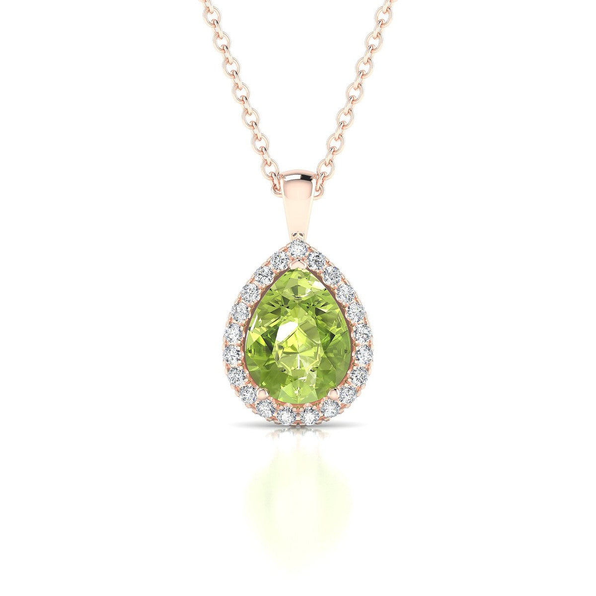 Solar | 18k Rose Gold 8 x 6 mm Pear Peridot Pendant