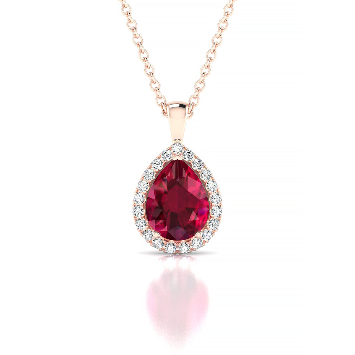 Solar | 18k Rose Gold 8 x 6 mm Pear Ruby Pendant