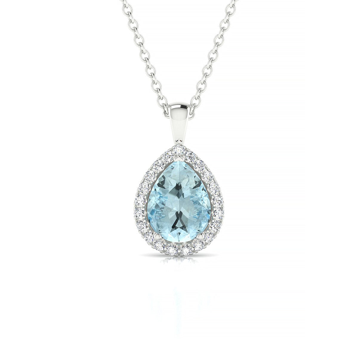 Solar | 18k White Gold 8 x 6 mm Pear Aquamarine Pendant