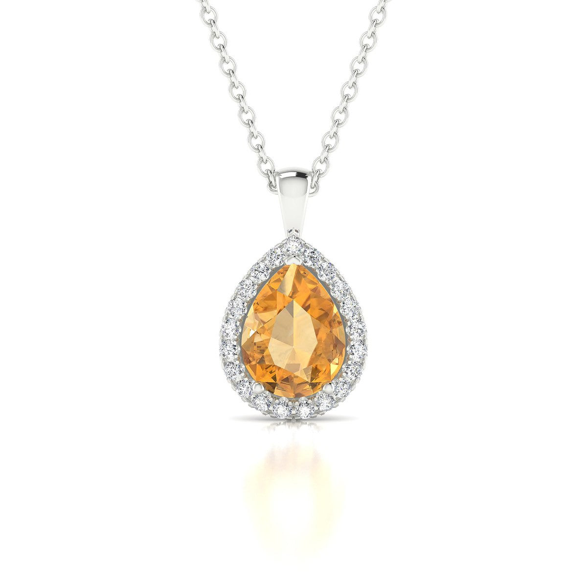 Solar | 18k White Gold 8 x 6 mm Pear Citrine Pendant