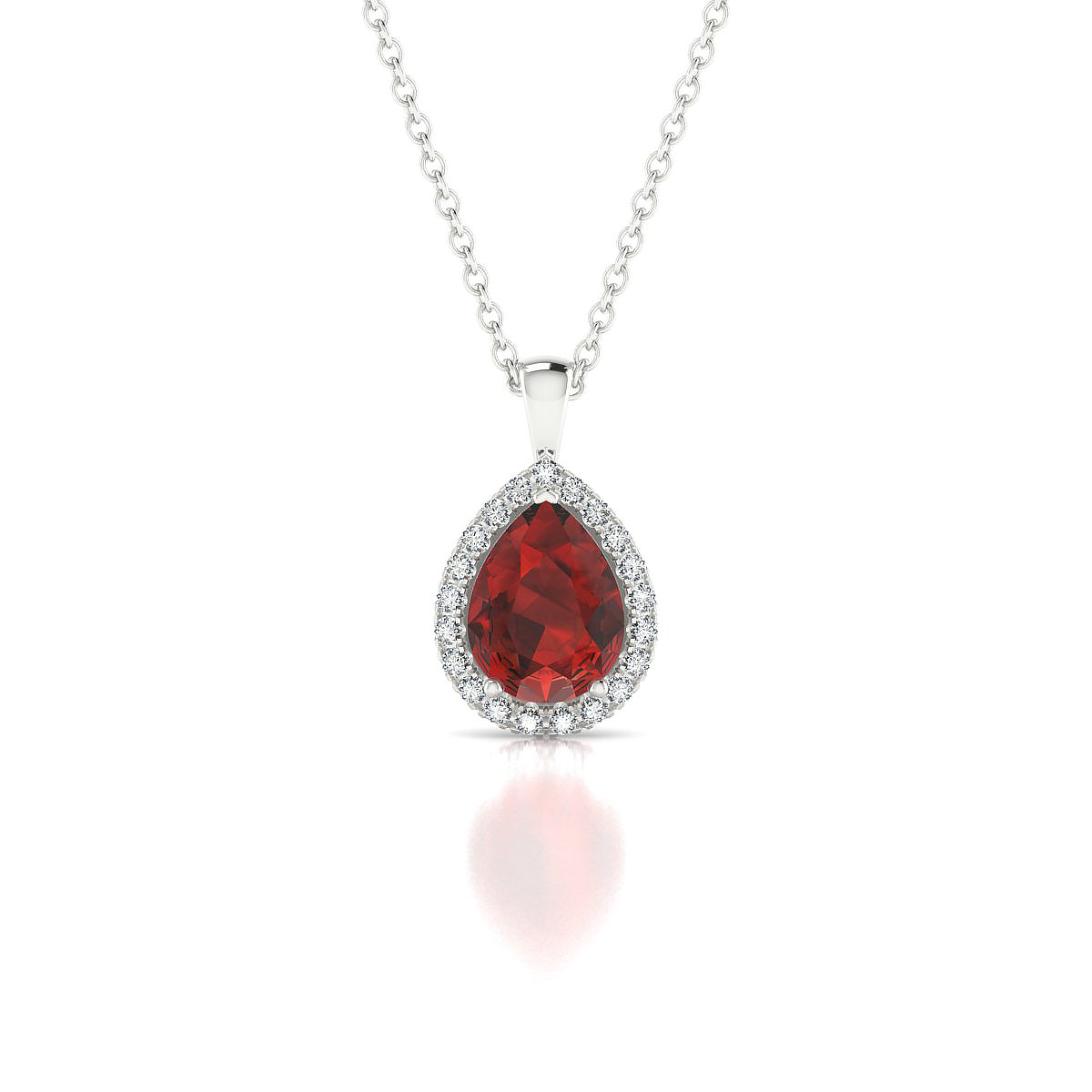 Solar | 18k White Gold 8 x 6 mm Pear Garnet Pendant