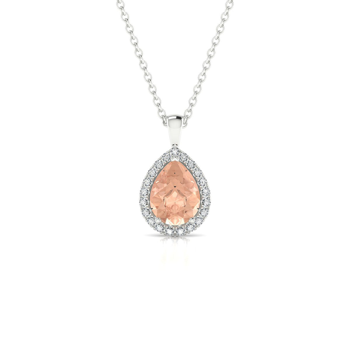 Solar | 18k White Gold 8 x 6 mm Pear Morganite Pendant