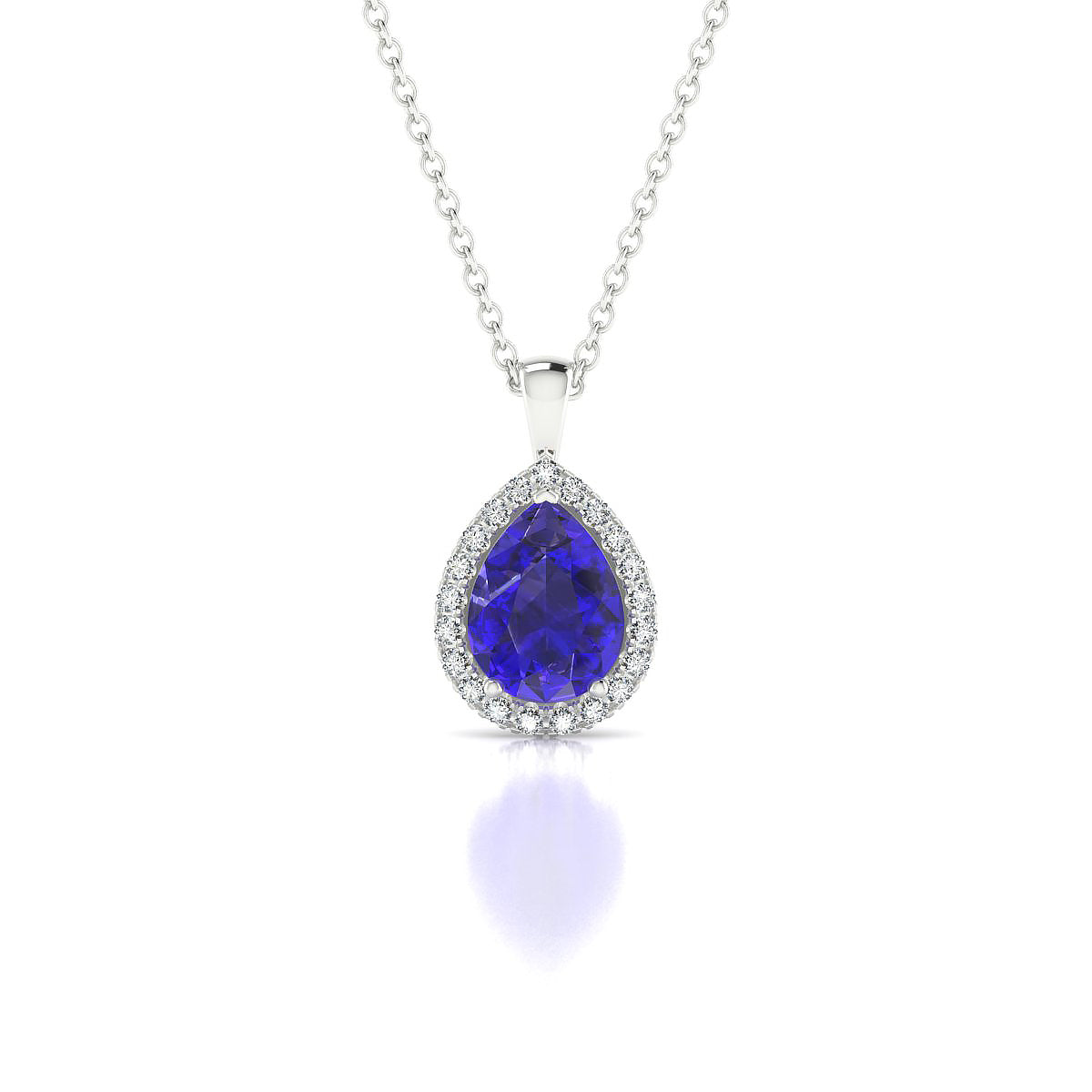 Solar | 18k White Gold 8 x 6 mm Pear Tanzanite Pendant