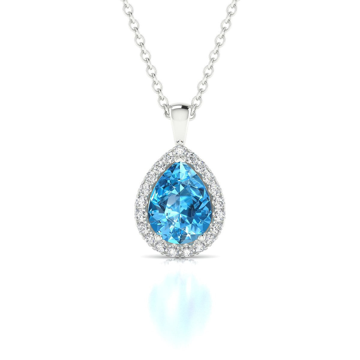 Solar | 18k White Gold 8 x 6 mm Pear Topaz Pendant