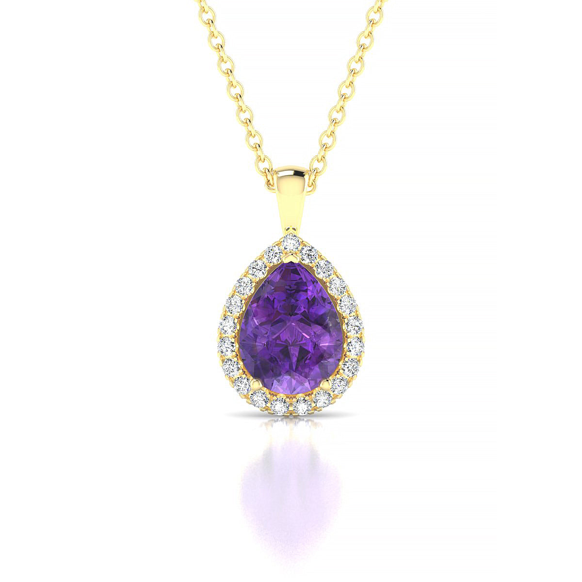 Solar | 18k Yellow Gold 8 x 6 mm Pear Amethyst Pendant