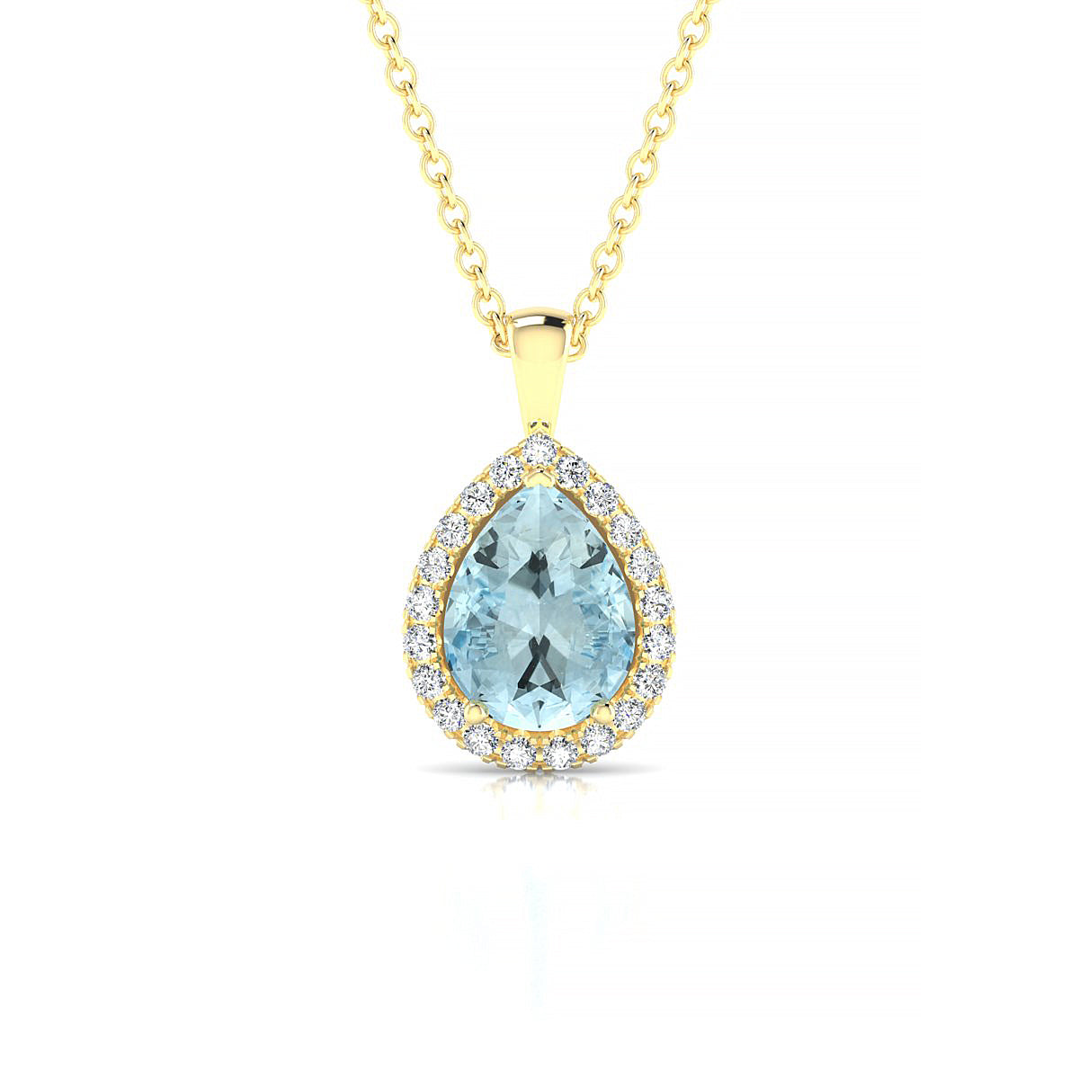 Solar | 18k Yellow Gold 8 x 6 mm Pear Aquamarine Pendant