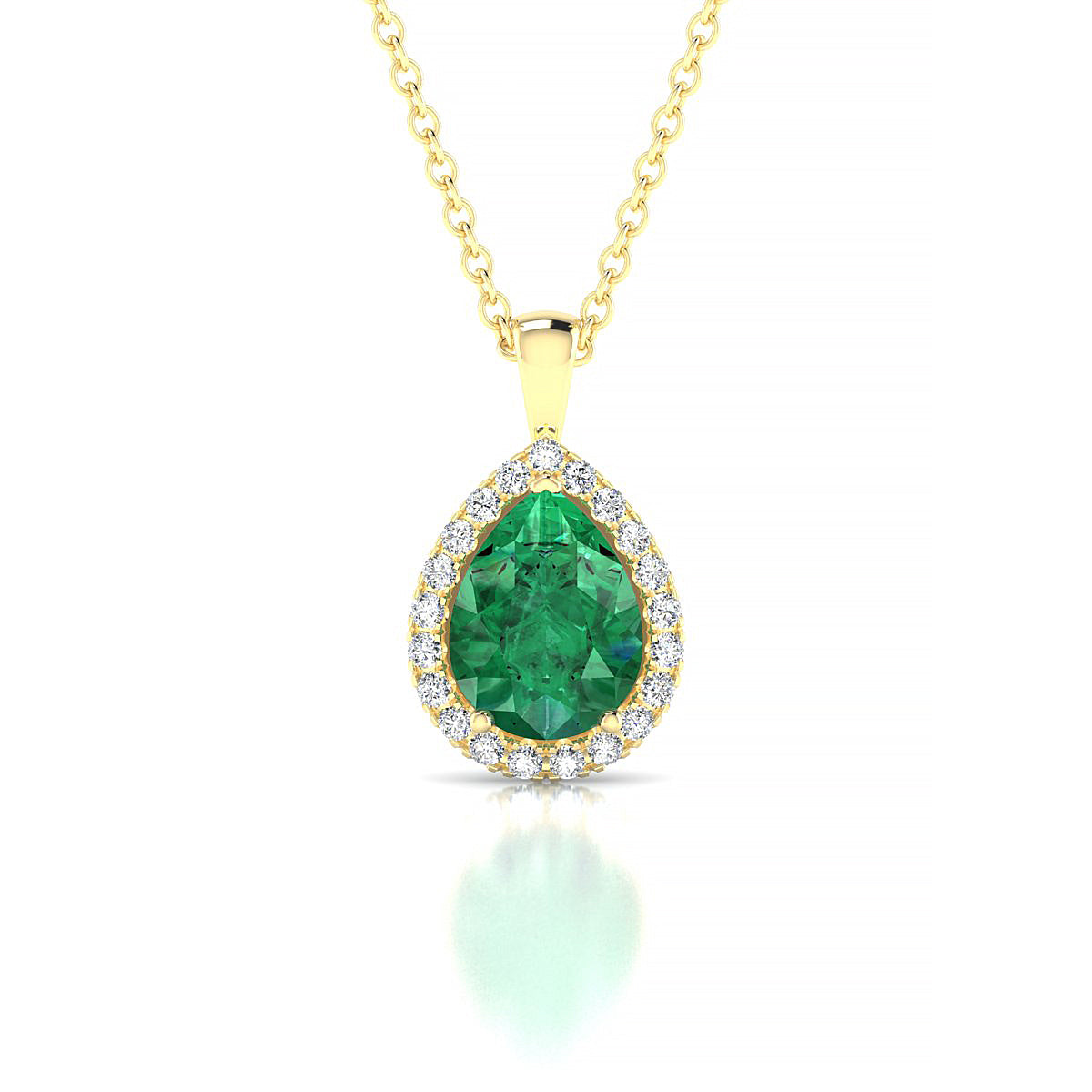 Solar | 18k Yellow Gold 8 x 6 mm Pear Emerald Pendant