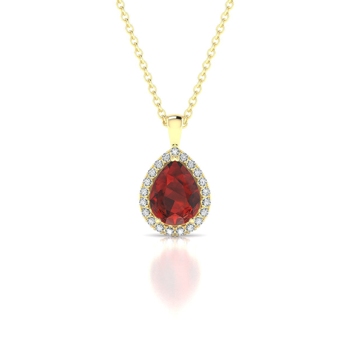 Solar | 18k Yellow Gold 8 x 6 mm Pear Garnet Pendant