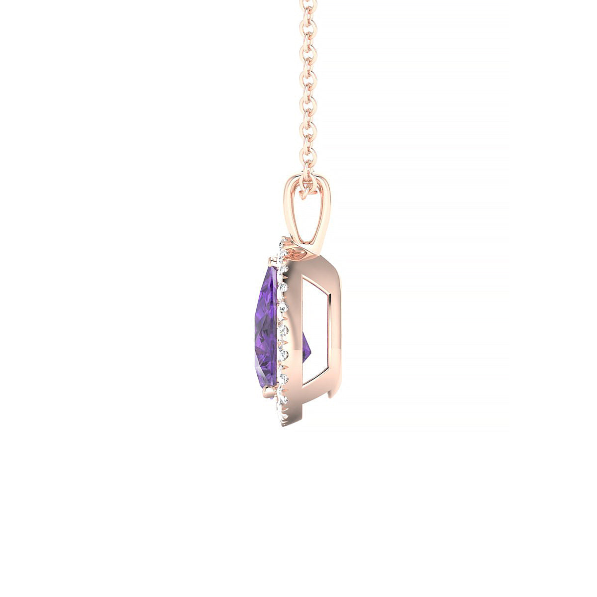 Solar | 18k Rose Gold 8 x 6 mm Pear Amethyst Pendant