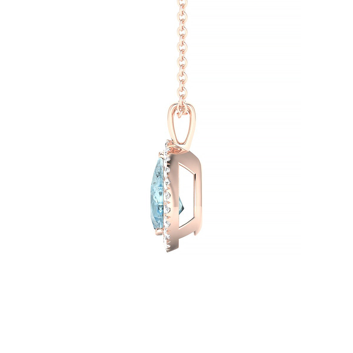 Solar | 18k Rose Gold 8 x 6 mm Pear Aquamarine Pendant