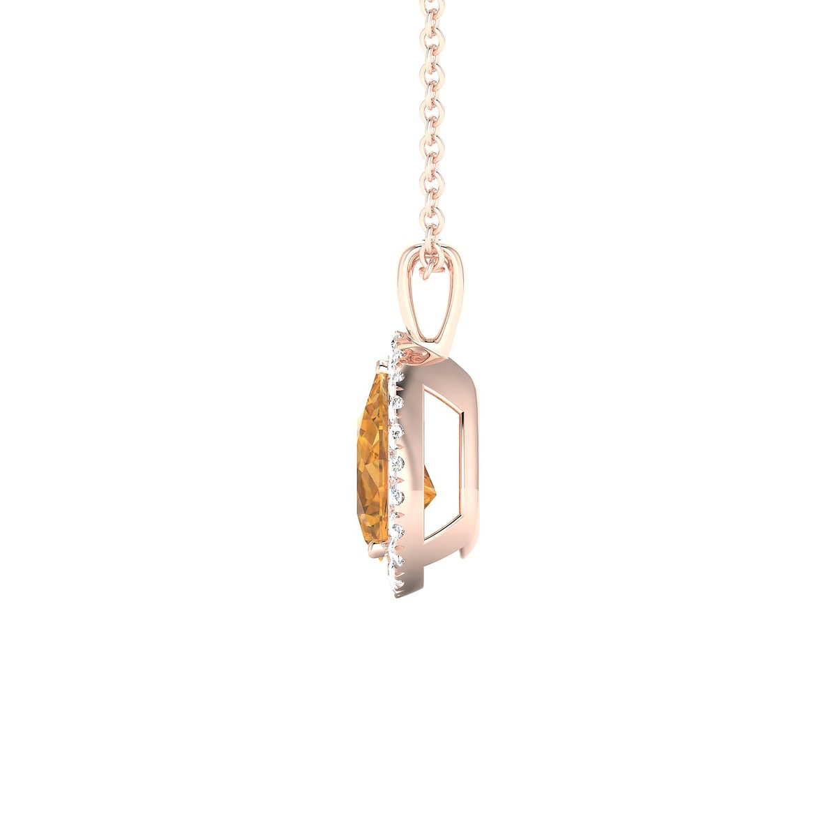Solar | 18k Rose Gold 8 x 6 mm Pear Citrine Pendant