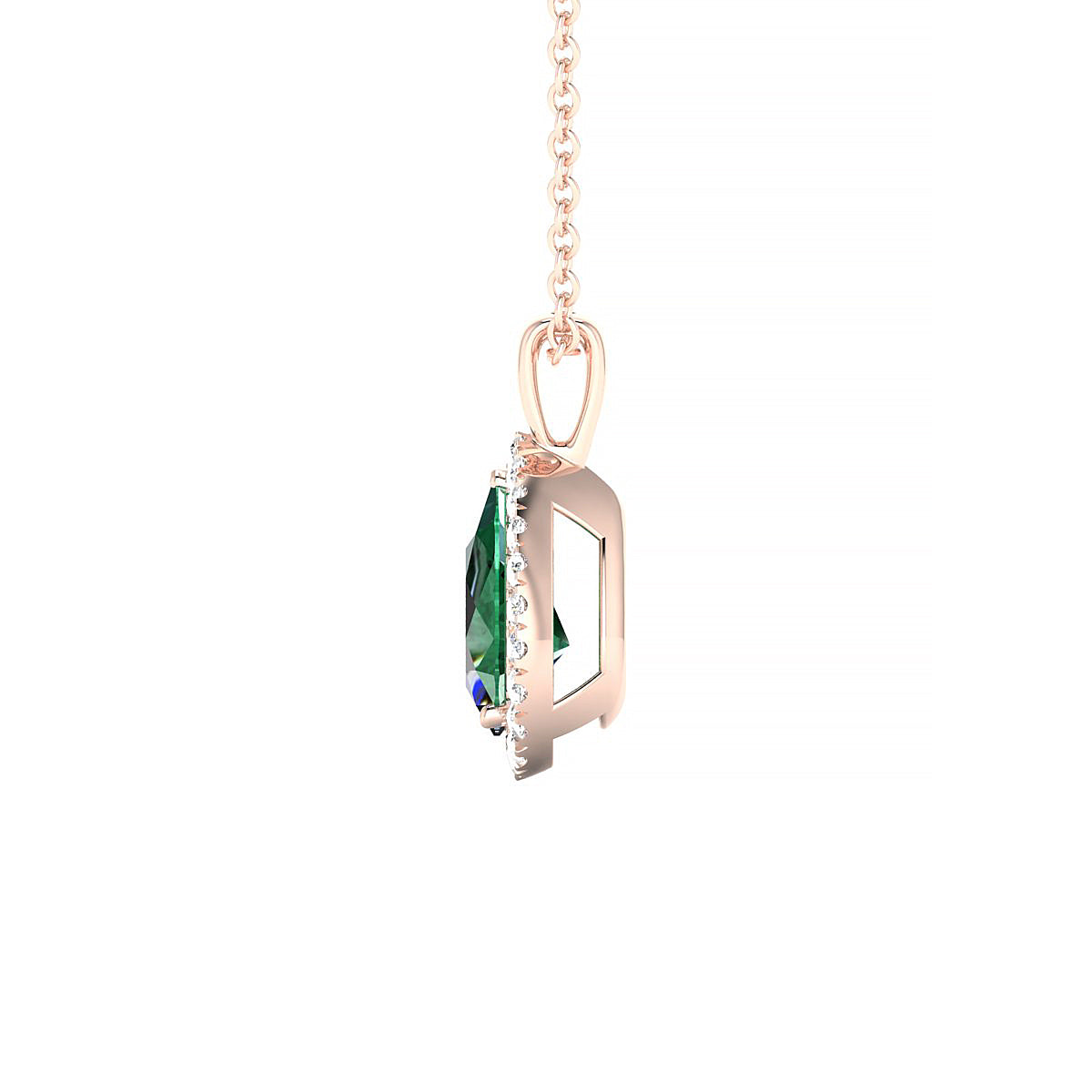 Solar | 18k Rose Gold 8 x 6 mm Pear Emerald Pendant