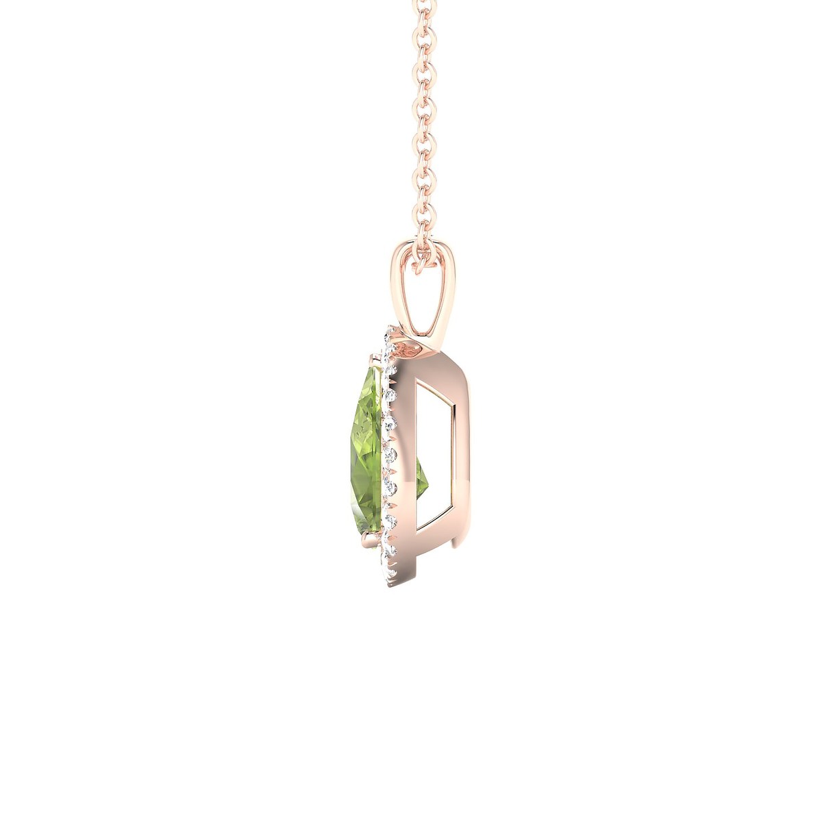 Solar | 18k Rose Gold 8 x 6 mm Pear Peridot Pendant