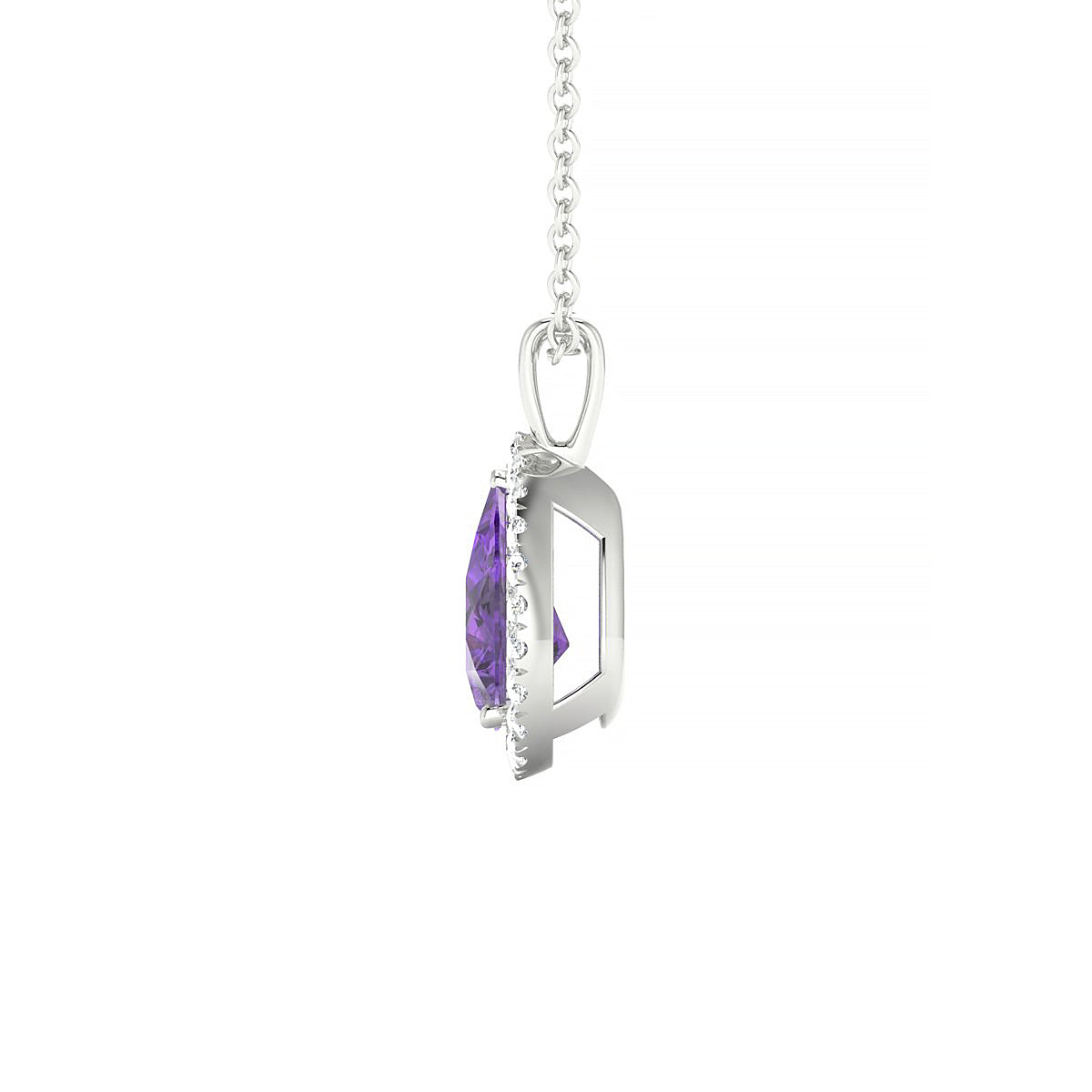 Solar | 18k White Gold 8 x 6 mm Pear Amethyst Pendant