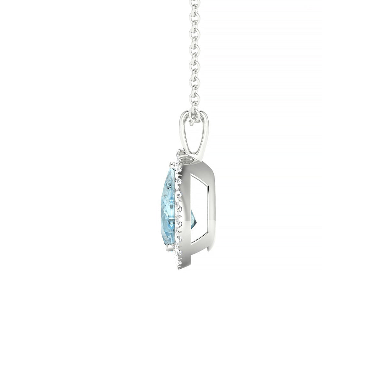 Solar | 18k White Gold 8 x 6 mm Pear Aquamarine Pendant