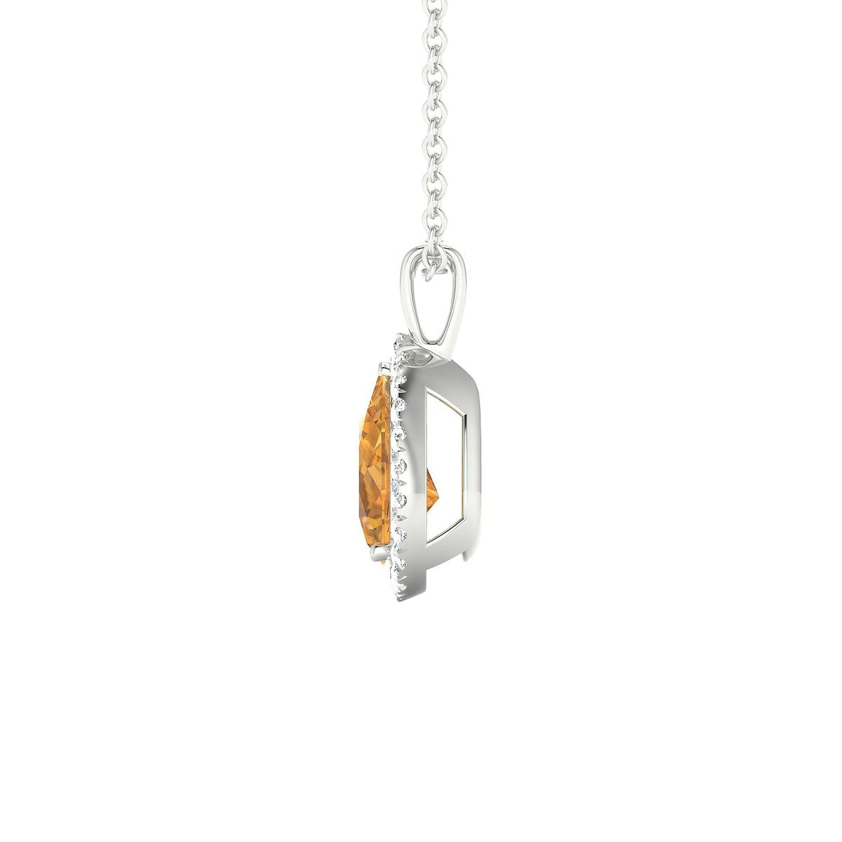 Solar | 18k White Gold 8 x 6 mm Pear Citrine Pendant